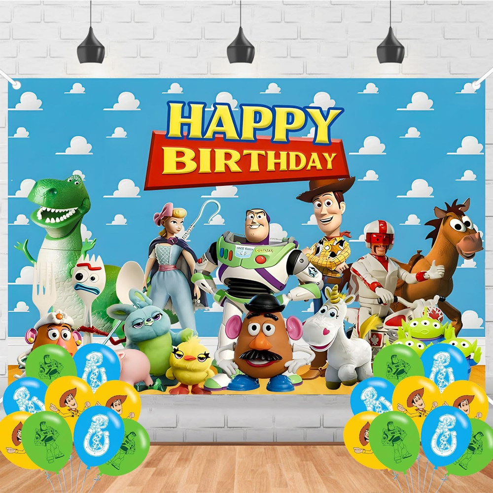 Toy Inspired Story Birthday Party Decorations Banner Backdrop Toy Cartoon Story