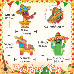 3 Pcs Mexican Fiesta Table Centerpiece Sign Cinco De Mayo Table Signs Sombrero C