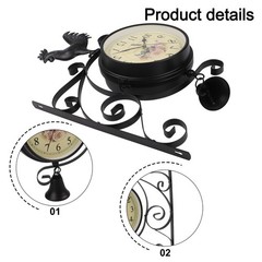 Double Sided Wall Clock with Silent Movement for Home Living Room Black