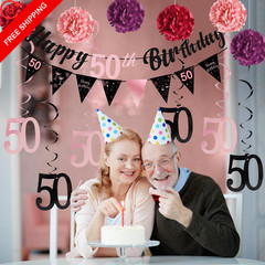 FASOTY 50th Birthday Decorations for Women Rose Gold 50th,