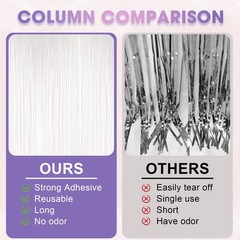 2 Pack White Tinsel Foil Fringe Curtains, White Party Decorations, Metallic T…