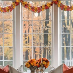 11.6Ft(2Pcs*5.8Ft) Fall Artificial Maple Leaves Garland Decorations