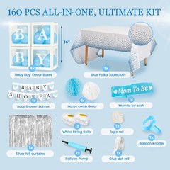 Baby Shower Decorations for Boy – All-in-Inclusive Baby Boy Shower Blue Decor…