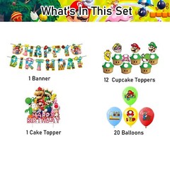 NEW Super Mario Bros. Game Theme Birthday Party Decorate Supplies Set US Seller