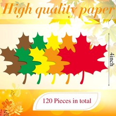 120 PCS Large Thanksgiving Fall Leaves Cutouts Decorations Paper 4 Inch