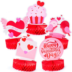 12pcs Valentine Honeycomb Table Centerpieces Heart Bear Kids Party Decorations