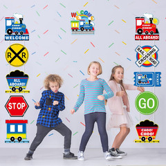 11 Pcs Train Birthday Decorations Train Party Supplies Hanging Railroad Crossing