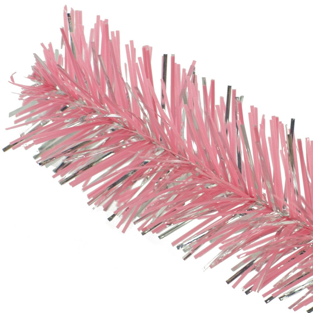 30FT Shiny Metallic Silver & Pink Tinsel Garland Christmas Plastic Fringe Foil