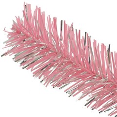 30FT Shiny Metallic Silver & Pink Tinsel Garland Christmas Plastic Fringe Foil