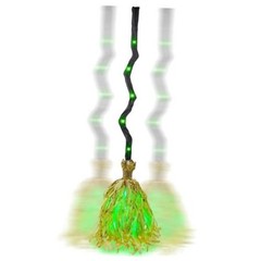35″ Animated Witches Broom Halloween Decor Magic Witch Broomstick | Green