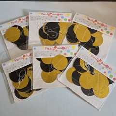 Black And Gold Round Circle Party Garland Banner. New
