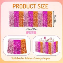 Metallic Tinsel Foil Fringe Table Skirts Light Pink Hot Pink Orange Wavy