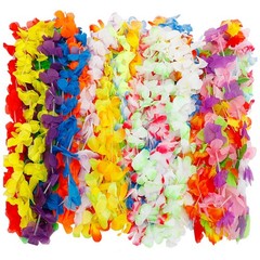 24pcs Tropical Hawaiian Leis Colorful Flower Necklaces Bulk Luau Party