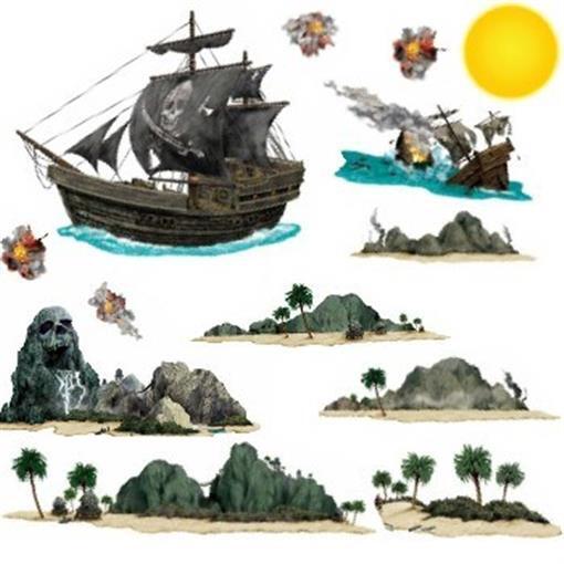 Pirate Ship & Island Props Room Scene Pirate Birthday Party Wall Decoration