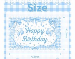 Mocsicka Blue Bow Birthday Decorations Bow Birthday Backdrop