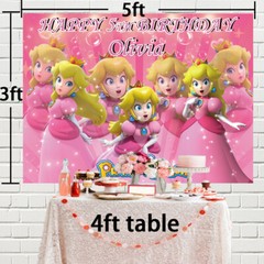 Princess Peach Personalised Custom Banner Backdrop Party Decor Birthday Gift