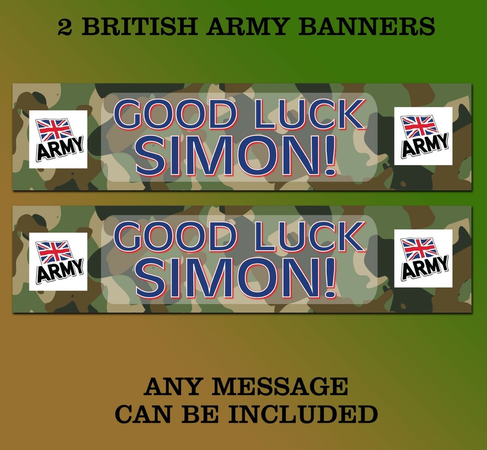 2 British Army personalised banners good luck birthday anniversary any message