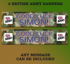 2 British Army personalised banners good luck birthday anniversary any message