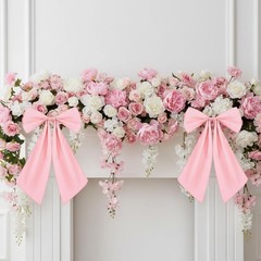 2 Pcs Large Pink Bows Decorations Coquette Party Decors 11 x 16 Inches Polyes…