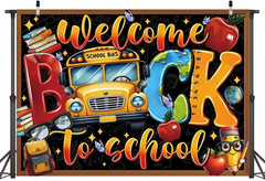 Welcome Back to School Banner Backdrop 8X6Ft First Day of School Photo Backgroun