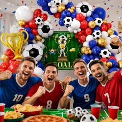Soccer Party Decorations 161Pcs, Soccer Balloon Garland Arch Kit with Backdro…