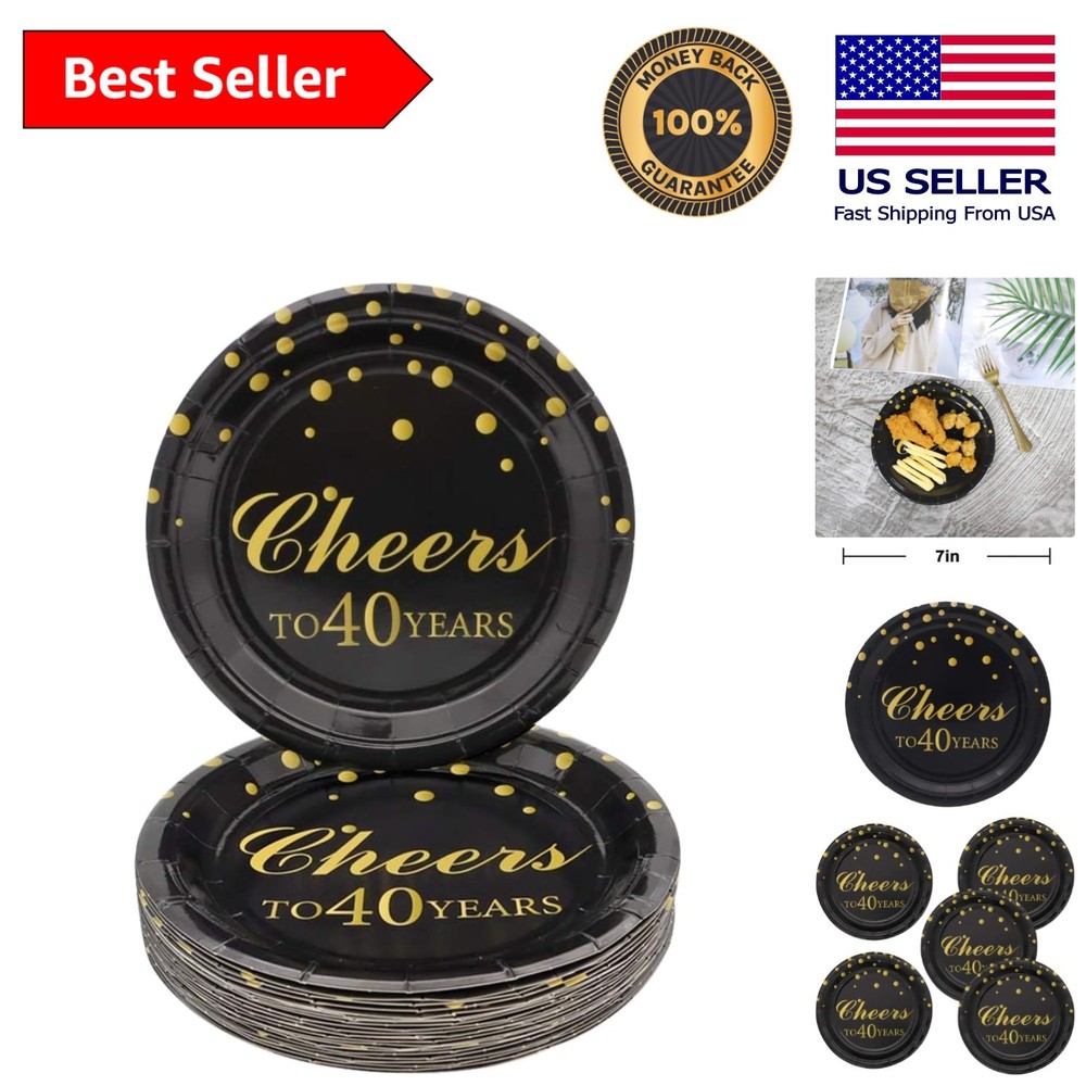 Elegant 7-Inch Disposable Paper Plates – Perfect for 40th Birthday Celebrations
