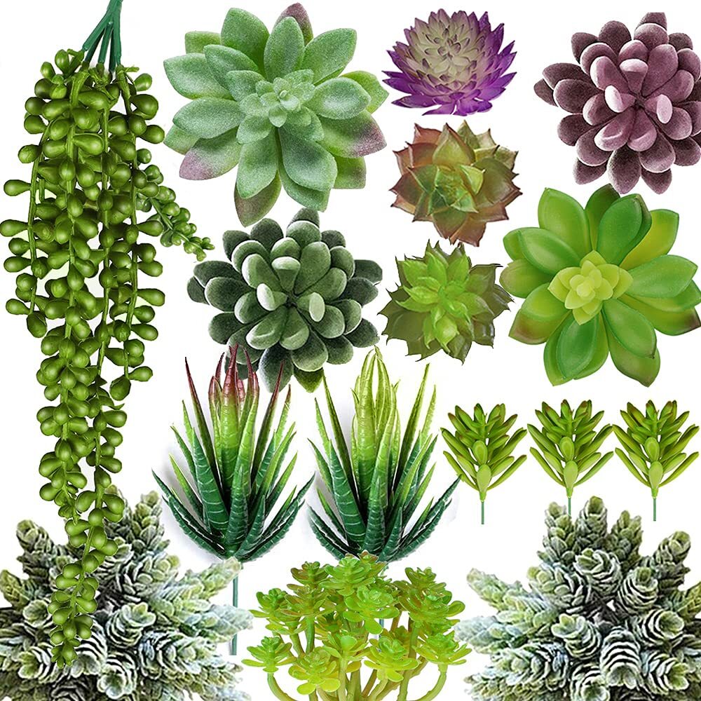 Anoak Artificial Succulent Plants – 16 Pcs Set Faux Green,multi-color