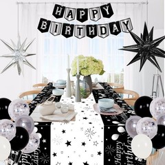 Silver and Black Birthday Decorations for Men Women Boys Girls 80 PCS White Blac