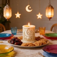 Eid Ramadan Star Moon Candle Molds For Candle Making Cylinder Umrah Mubarak Cand