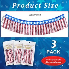 3Pack 30ft 4th of July Decorations Banner USA 30 feet, Red White Blue （3pcs）