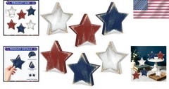 Charming Retro Wooden Star Decorations (Set of 6) for Independence Day & Beyond