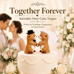 Funny Wedding Cake Toppers, Otter Bride and Groom Couple Cake Topper for Wedd…