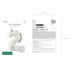 Unicorn Balloon PartyDeco 36.5 Inch – Pink and White Holographic Number 2