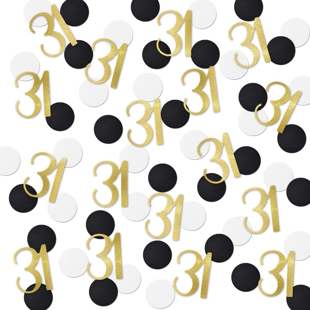 200 PCS Gold Glitter 31 Confetti 31st Birthday Number Table Decoration