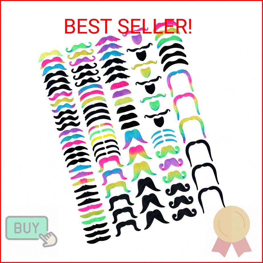 Giegxin 175 Pcs Fake Mustaches Bulk for Kids Stick on Mustache Kids Beard Self A