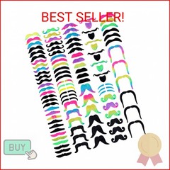 Giegxin 175 Pcs Fake Mustaches Bulk for Kids Stick on Mustache Kids Beard Self A
