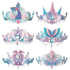 12 Pack Mermaid Party Hats Paper Mermaid Headband Crown Party Favors Supplies