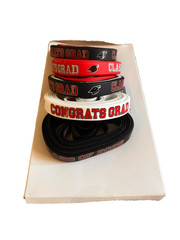 30 Pcs Red White Black Congrats Grad & Class of 2026 Silicone Wristband Bracelet