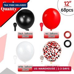 68PCS Red Black White Balloons Graduation Birthday Party Decor