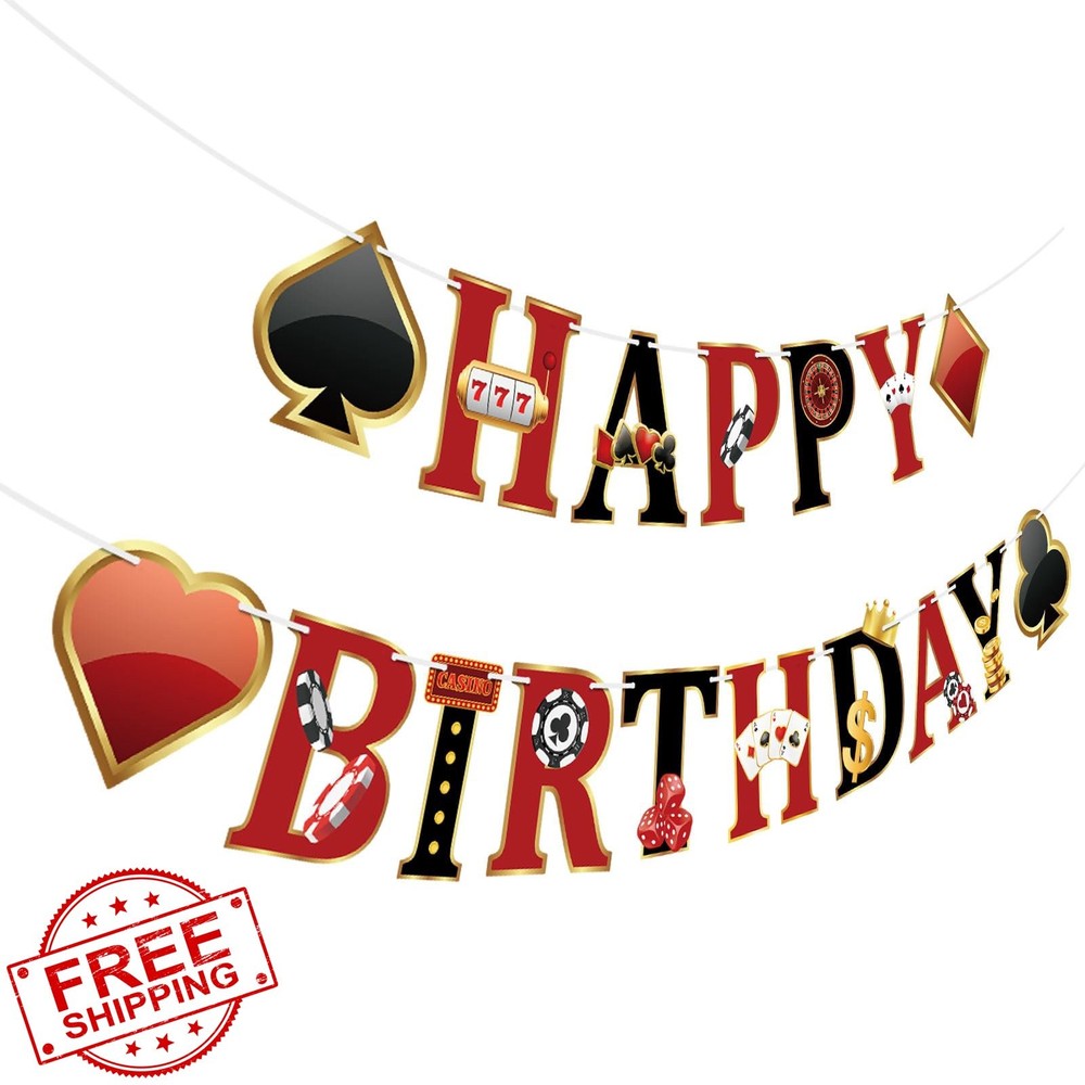 Hxezoc Casino Birthday Banner Garland