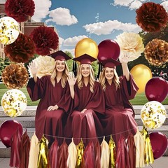 Graduation Decorations Maroon Gold 2025/Burgundy Maroon Graduation Party Deco…