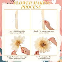 24 Pack Daisy Paper Flowers Decorations 3 Size Tissue Pom Poms Groovy Party