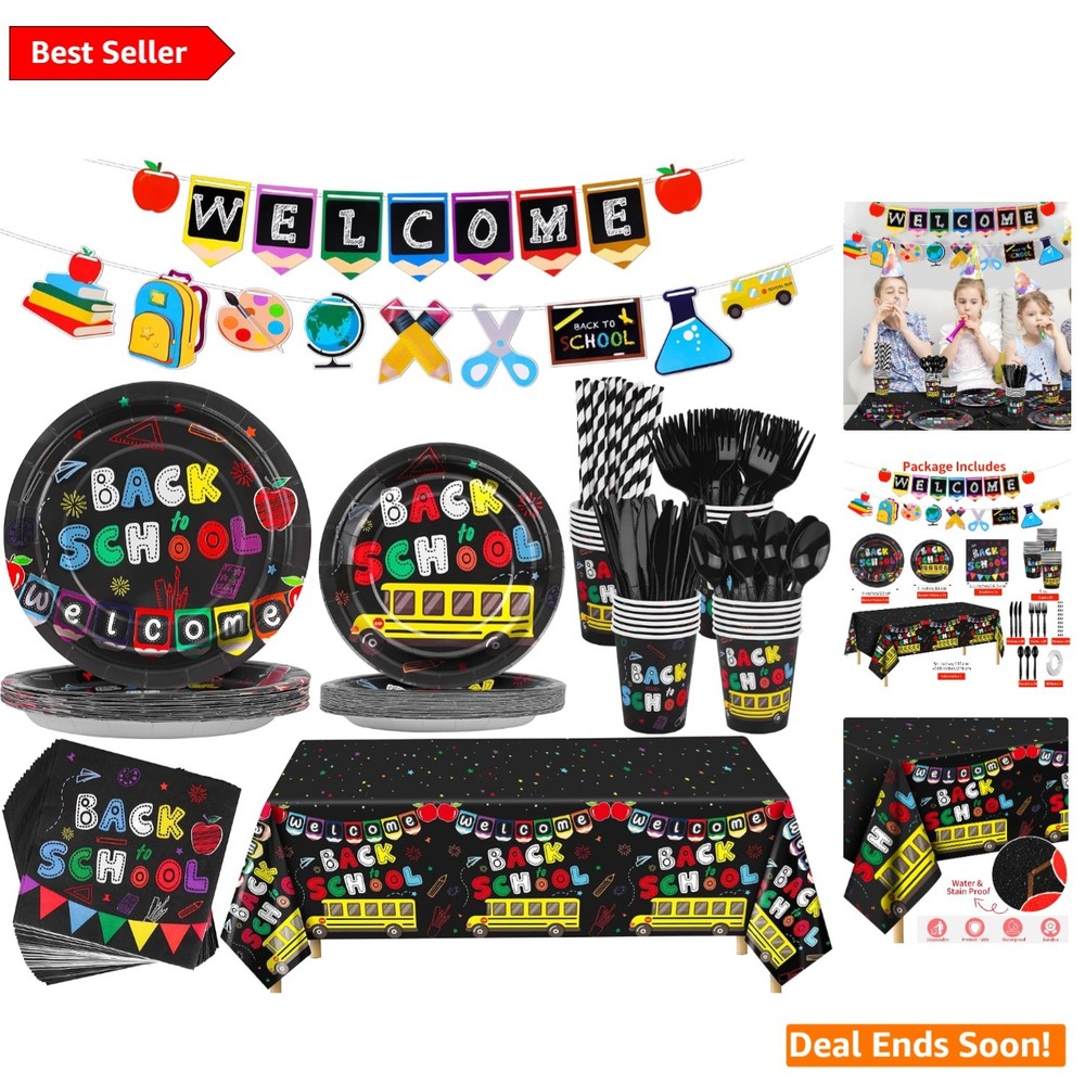 Complete 195-Piece Back to School Party Supplies Set – Stylish and Convenient