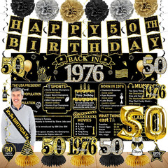 50Th Birthday Decorations for Men Women, 21Pcs the Year 1976 Banner Balloon Part