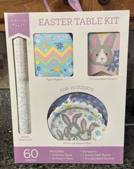 60 Piece Easter Table Kit For 16 Guests/Easter Garland And Activity Table Runner