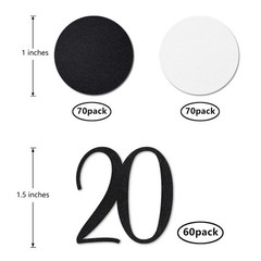 Black Glitter 20 Confetti 20th Birthday Number Anniversary Table Decor 200 PCS
