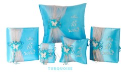 5PC Quinceanera Mis Quince 15 Anos Set Kneeling Pillow Guest Book Photo Album
