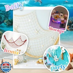 2 Pack Fish Net Decorations for Party, Natural Cotton Hawaiian Party Fishing