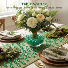 Stunning 150PCS Plastic Gems: Dark Green Acrylic Fake Ice for Tables & Tanks