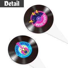 48pcs Vinyl Records Theme Cucpcake Toppers for Rock and Roll Party Decoration…